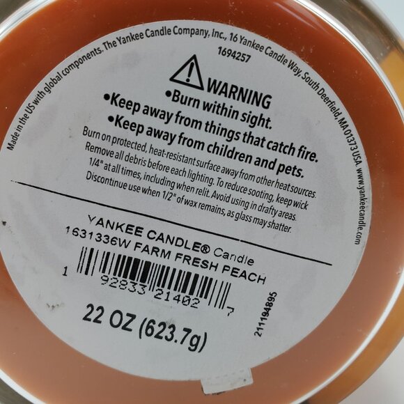 Yankee Candle 22 Oz Fresh Peach Woodland Road Trip Collection Scented Jar w/ Lid - Picture 4 of 4